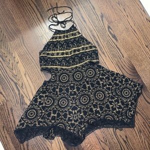 Free People Intimately Free Halter Cut Out Romper